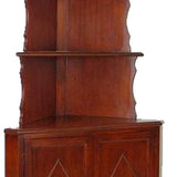 Benzara Wooden Corner Bookcase with 3 Shelves and 1 Cabinet, Brown BM213523 Brown Wood BM213523