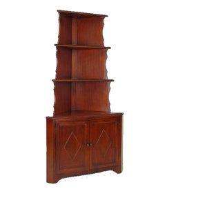 Benzara Wooden Corner Bookcase with 3 Shelves and 1 Cabinet, Brown BM213523 Brown Wood BM213523