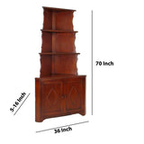 Benzara Wooden Corner Bookcase with 3 Shelves and 1 Cabinet, Brown BM213523 Brown Wood BM213523