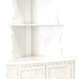 Benzara Wooden Corner Bookcase with 3 Shelves and 1 Cabinet, White BM213524 White Wood BM213524