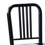 Benzara Industrial Metal Dining Chair with Slatted Backrest, Set of 2, Black BM213949 Black Metal BM213949