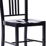 Benzara Industrial Metal Dining Chair with Slatted Backrest, Set of 2, Black BM213949 Black Metal BM213949