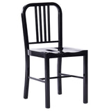 Benzara Industrial Metal Dining Chair with Slatted Backrest, Set of 2, Black BM213949 Black Metal BM213949