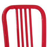 Benzara Industrial Metal Dining Chair with Slatted Backrest, Set of 2, Red BM213951 Red Metal BM213951