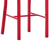 Benzara Industrial Metal Dining Chair with Slatted Backrest, Set of 2, Red BM213951 Red Metal BM213951