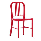 Benzara Industrial Metal Dining Chair with Slatted Backrest, Set of 2, Red BM213951 Red Metal BM213951