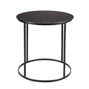 Benzara Round Metal Frame Side Table with Tubular Legs, Black BM214005 Black Metal BM214005