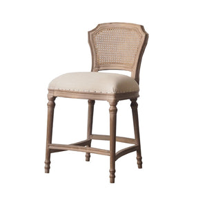 Benzara Nailhead Fabric Upholstered Bar Stool with Perforated Back, Beige and Brown BM214010 Beige and Brown Solid Wood and Fabric BM214010