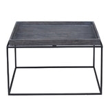 Benzara Tray Top Wooden Coffee Table with Tubular Legs, Gray and Black BM214014 Gray and Black Solid Wood and Metal BM214014