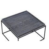 Benzara Tray Top Wooden Coffee Table with Tubular Legs, Gray and Black BM214014 Gray and Black Solid Wood and Metal BM214014