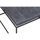 Benzara Tray Top Wooden Coffee Table with Tubular Legs, Gray and Black BM214014 Gray and Black Solid Wood and Metal BM214014