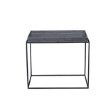 Benzara Tray Top Wooden End Table with Tubular Legs, Gray and Black BM214015 Gray and Black Solid Wood and Metal BM214015