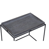 Benzara Tray Top Wooden End Table with Tubular Legs, Gray and Black BM214015 Gray and Black Solid Wood and Metal BM214015