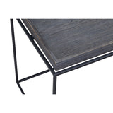 Benzara Tray Top Wooden End Table with Tubular Legs, Gray and Black BM214015 Gray and Black Solid Wood and Metal BM214015