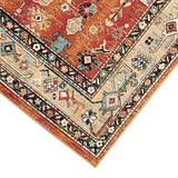 Benzara 90 X 63 Inch Fabric Rug with Tribal Pattern and Jute Backing, Red and Blue BM214123 Red, Blue Fabric BM214123
