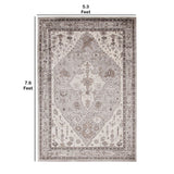 Benzara 90 X 63 Inch Power Cut Rug with Tribal Pattern and Jute Backing, Gray BM214124 Gray Fabric BM214124