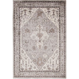 90 X 63 Inch Power Cut Rug with Tribal Pattern and Jute Backing, Gray