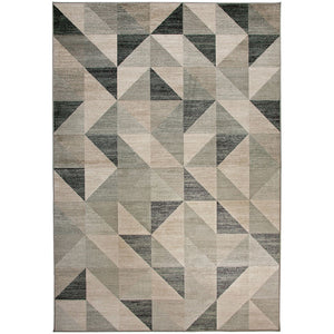 Benzara 90 X 63 Inch Fabric Rug with Faceted Triangle Pattern and Jute Backing, Gray BM214128 Gray Fabric BM214128