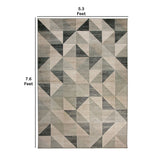 Benzara 90 X 63 Inch Fabric Rug with Faceted Triangle Pattern and Jute Backing, Gray BM214128 Gray Fabric BM214128