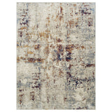 7 X 5 Feet  Polyester Rug with Abstract Pattern, Beige and Brown