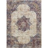 7 X 5 Feet  Polyester Rug with Woven Medallion Pattern, Beige and Brown
