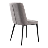 Benzara Fabric Dining Chair with Vertically Stitched Backrest, Set of 2, Gray BM214479 Gray Metal and Fabric BM214479