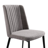 Benzara Fabric Dining Chair with Vertically Stitched Backrest, Set of 2, Gray BM214479 Gray Metal and Fabric BM214479