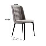 Benzara Fabric Dining Chair with Vertically Stitched Backrest, Set of 2, Gray BM214479 Gray Metal and Fabric BM214479