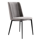 Benzara Fabric Dining Chair with Vertically Stitched Backrest, Set of 2, Gray BM214479 Gray Metal and Fabric BM214479