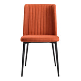 Benzara Fabric Dining Chair with Vertically Stitched Backrest, Set of 2, Orange BM214480 Orange Metal and Fabric BM214480