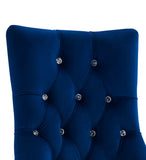 Benzara Fabric Upholstered Button Tufted Dining Chair with Acrylic Legs, Blue BM214486 Blue Solid wood, Fabric and Acrylic BM214486