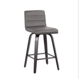 Leatherette Counter Height Bar Stool with Horizontal Stitching, Gray