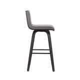 Benzara Leatherette Bar Height Bar Stool with Horizontal Stitching, Gray BM214636 Gray Solid Wood and Leatherette BM214636