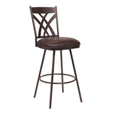 Counter Height Metal Swivel Bar Stool with Leatherette Seat, Brown