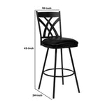 Benzara Counter Height Metal Swivel Bar Stool with Leatherette Seat, Black BM214647 Black Metal and Leatherette BM214647