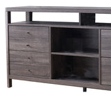 Benzara Wooden Frame Buffet with 4 Drawers and 4 Open Compartments, Gray BM214680 Gray MDF and Composite Wood BM214680