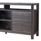 Benzara Wooden Frame Buffet with 4 Drawers and 4 Open Compartments, Gray BM214680 Gray MDF and Composite Wood BM214680