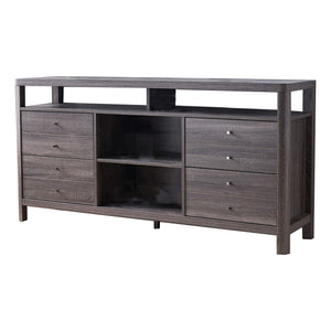 Benzara Wooden Frame Buffet with 4 Drawers and 4 Open Compartments, Gray BM214680 Gray MDF and Composite Wood BM214680