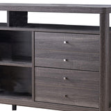 Benzara Wooden Frame Buffet with 4 Drawers and 4 Open Compartments, Gray BM214680 Gray MDF and Composite Wood BM214680