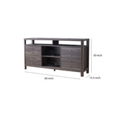 Benzara Wooden Frame Buffet with 4 Drawers and 4 Open Compartments, Gray BM214680 Gray MDF and Composite Wood BM214680