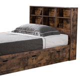 Benzara Wooden Frame 3 Drawers Twin Size Chest Bed, Distressed Brown BM214682 Brown MDF and Composite Wood BM214682