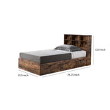 Benzara Wooden Frame 3 Drawers Twin Size Chest Bed, Distressed Brown BM214682 Brown MDF and Composite Wood BM214682