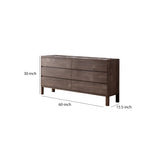 Benzara Wooden Frame Dresser with 6 Drawers and Straight Legs, Hazelnut Brown BM214687 Brown MDF and Composite Board BM214687