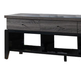 Benzara Wooden Frame TV Stand with 3 Drawers and 3 Open Compartments,Gray and Black BM214708 Gray and Black MDF and Composite Wood BM214708