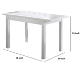 Benzara Rectangular Wooden Frame Dining Table with Straight Legs, Glossy White BM214728 White MDF and Composite Wood BM214728