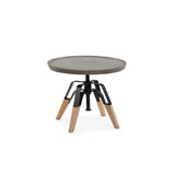 Benzara Round End Table with Concrete Top and Adjustable Height, Gray and Brown BM214751 Gray Solid Wood, Concrete and Metal BM214751
