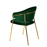 Benzara Fabric Upholstered Dining Chair with Metal Legs, Set of 2, Green and Gold BM214752 Green Metal and Fabric BM214752