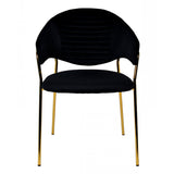 Benzara Fabric Upholstered Dining Chair with Metal Legs, Set of 2, Black and Gold BM214753 Black Metal and Fabric BM214753