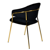 Benzara Fabric Upholstered Dining Chair with Metal Legs, Set of 2, Black and Gold BM214753 Black Metal and Fabric BM214753