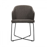 Benzara Fabric Upholstered Dining Chair with Metal Legs, Set of 2, Gray and Black BM214754 Gray Metal and Fabric BM214754